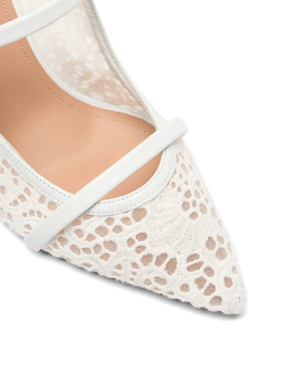 Malone Souliers Maureen broderie muiltjes met mesh Wit