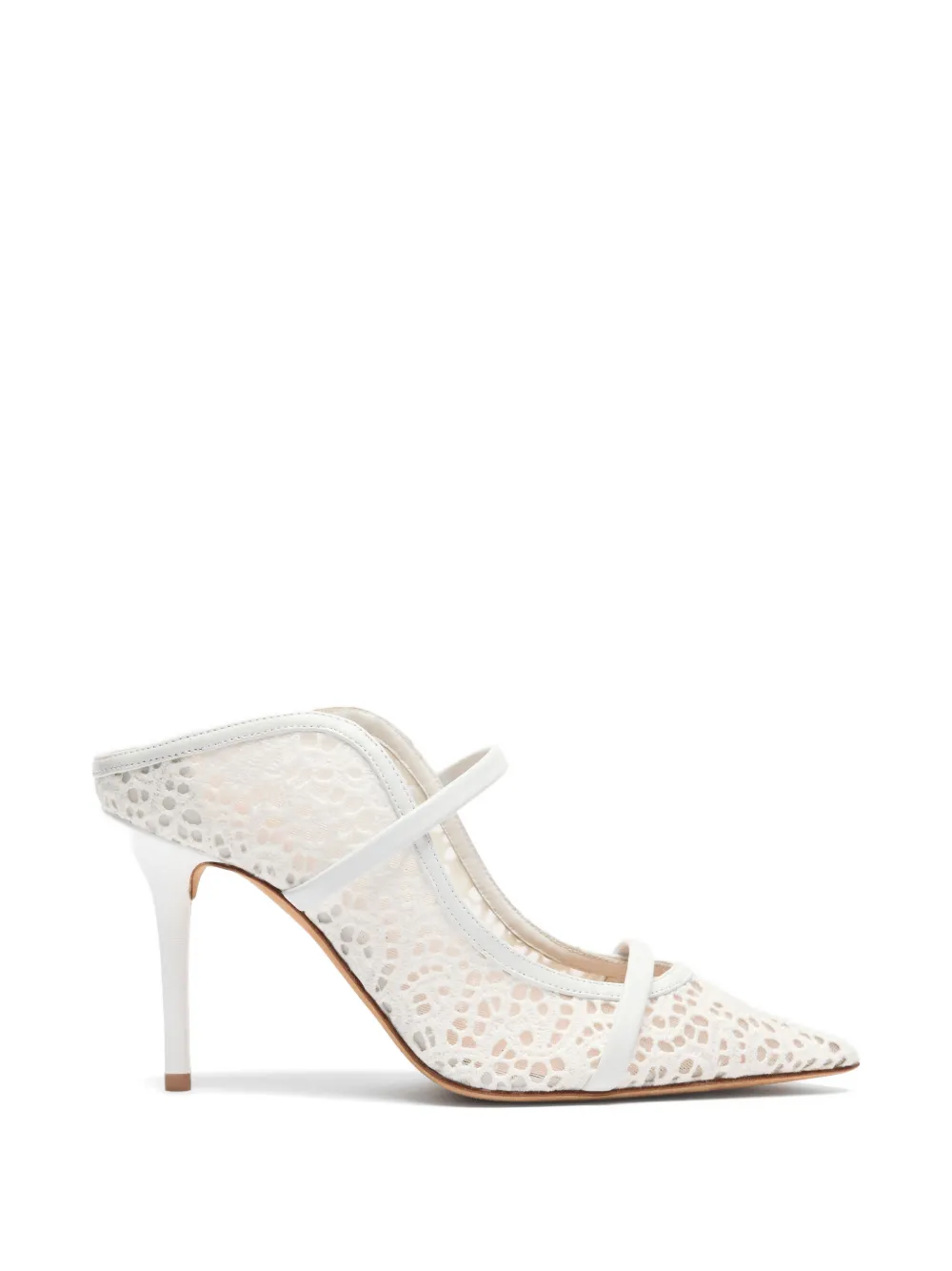 Malone Souliers Maureen broderie muiltjes met mesh Wit