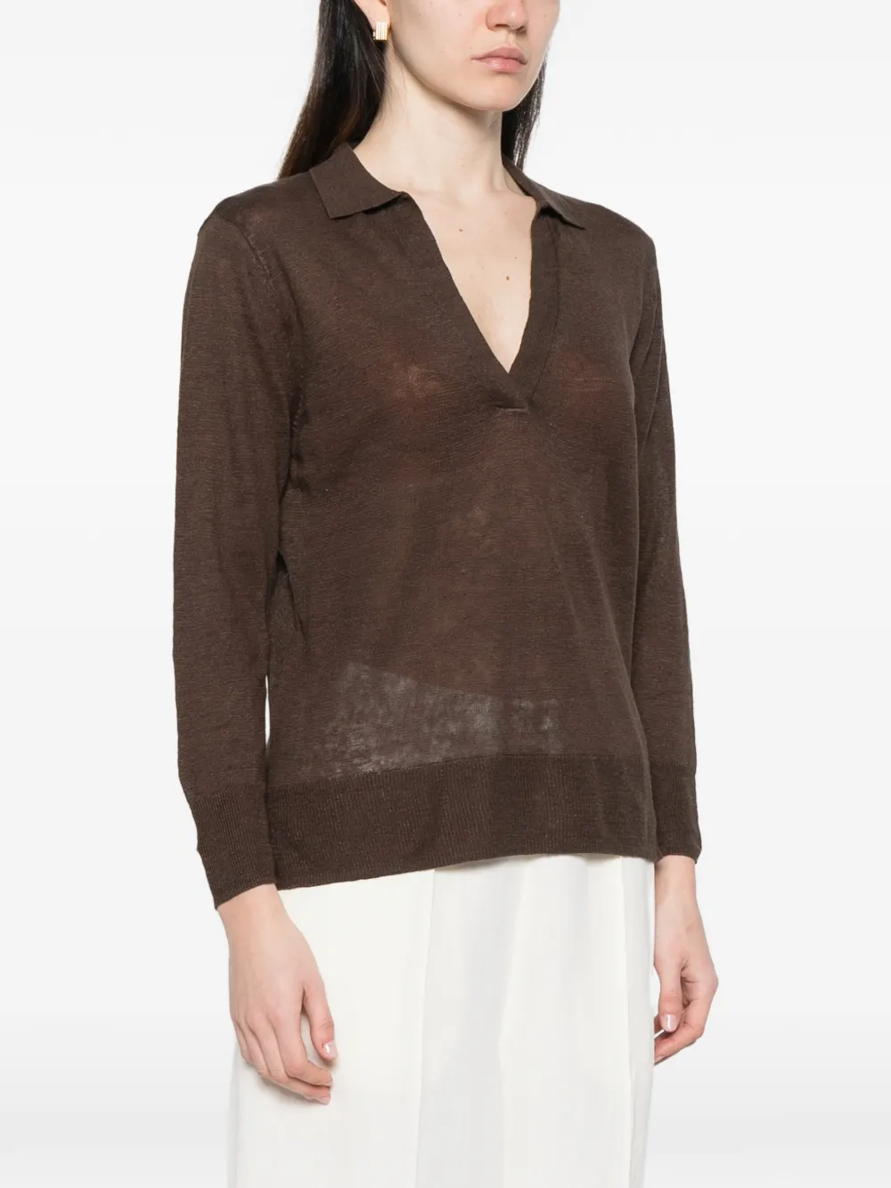  Majestic Filatures Collared Sweater - Brown 