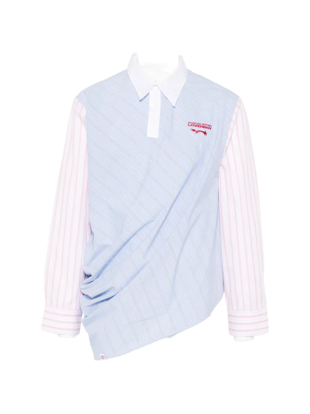 Charles Jeffrey Loverboy Topsy Turvy striped panelled shirt - Blu