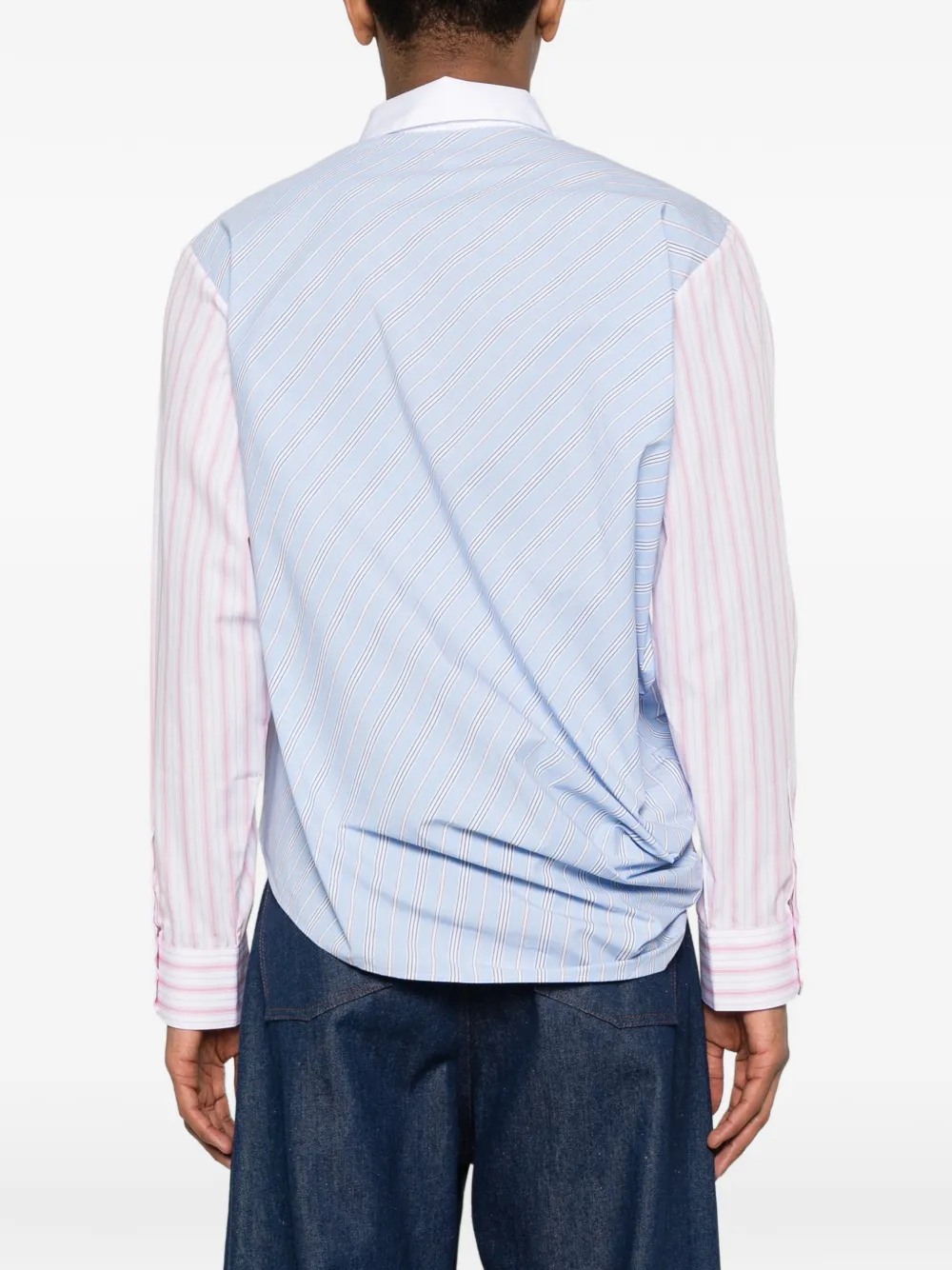 Charles Jeffrey Loverboy Topsy Turvy gestreept overhemd met vlakken Blauw