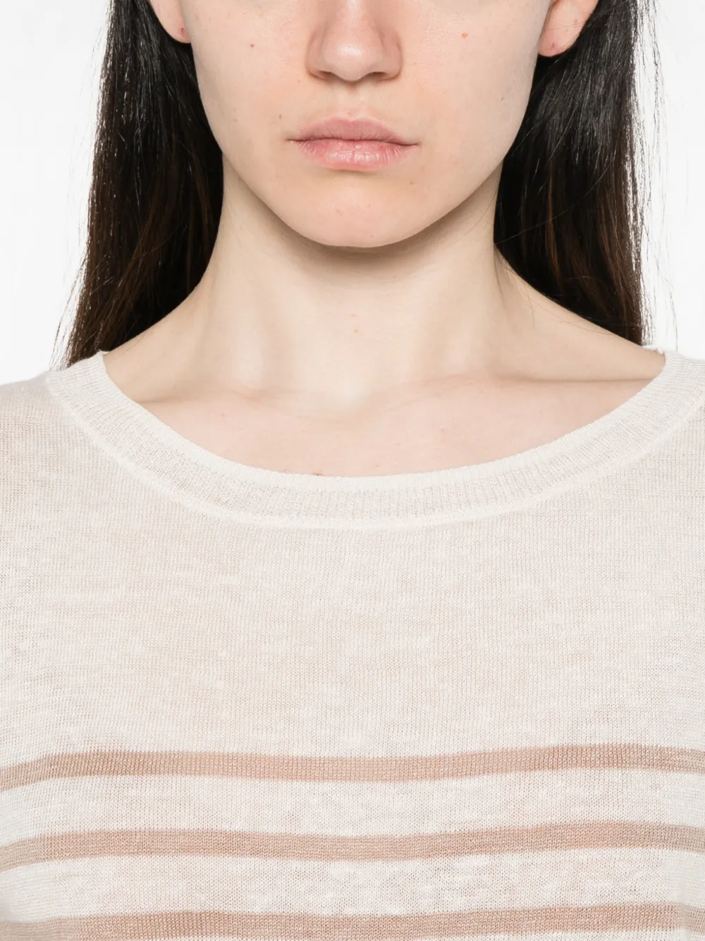 Majestic Filatures T-shirt met ronde hals Beige