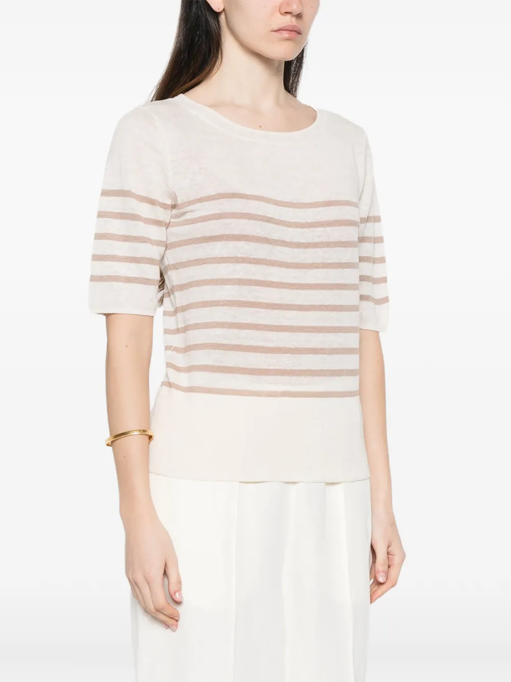 Majestic Filatures T-shirt met ronde hals Beige