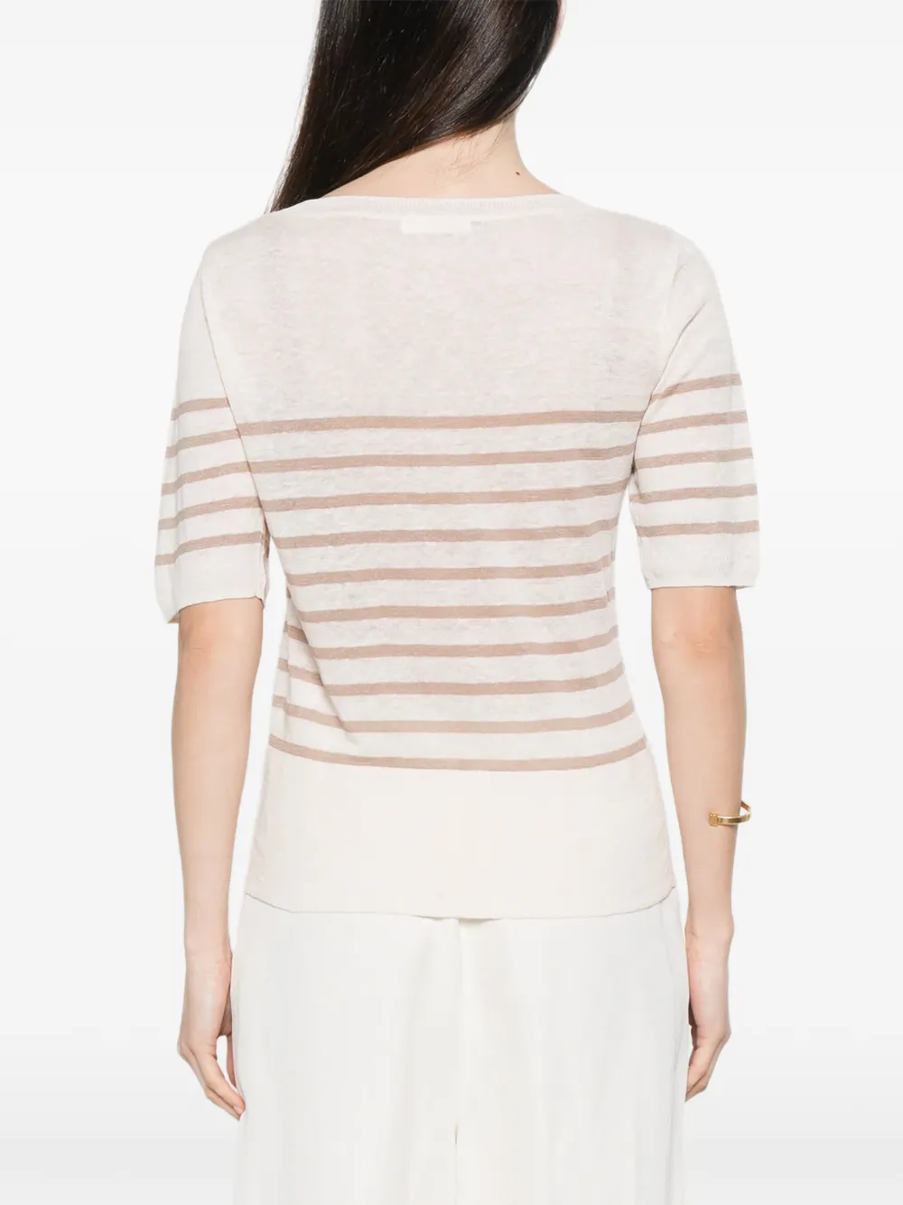Majestic Filatures T-shirt met ronde hals Beige
