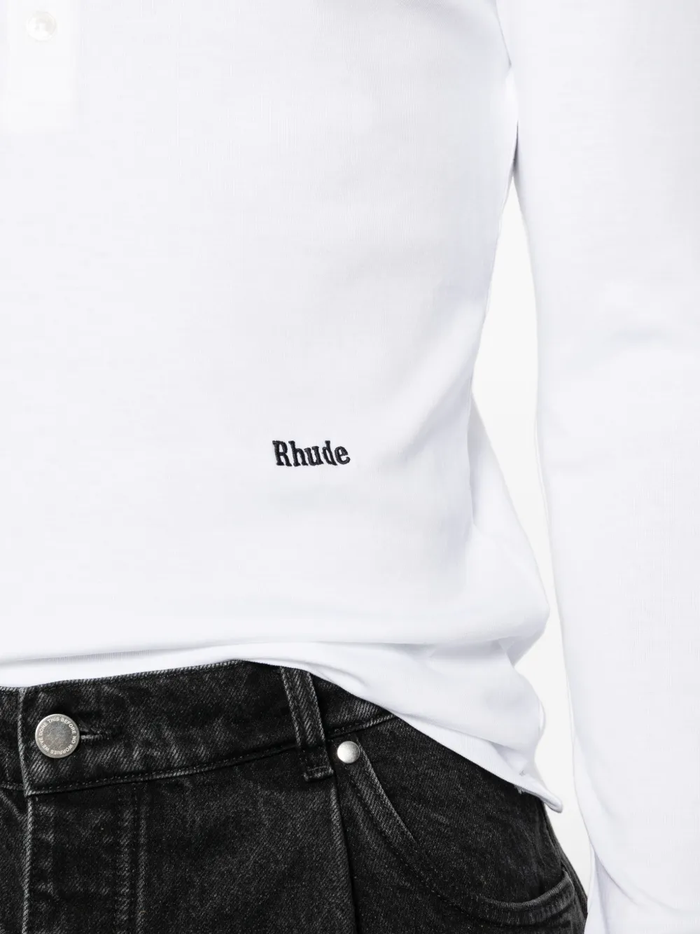 RHUDE Button-up T-shirt met lange mouwen Wit