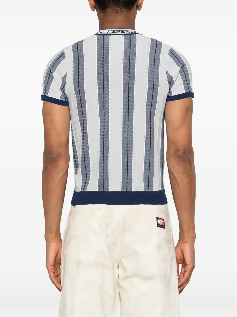 Martine Rose Gestreept T-shirt met grafisch print Grijs