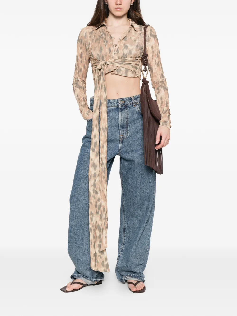  Ganni Tie Waist Shirt - Neutrals 