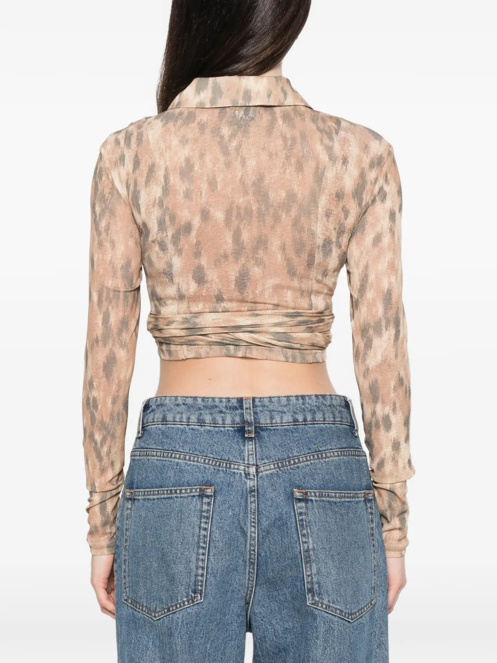GANNI Blouse met gestrikte taille Beige