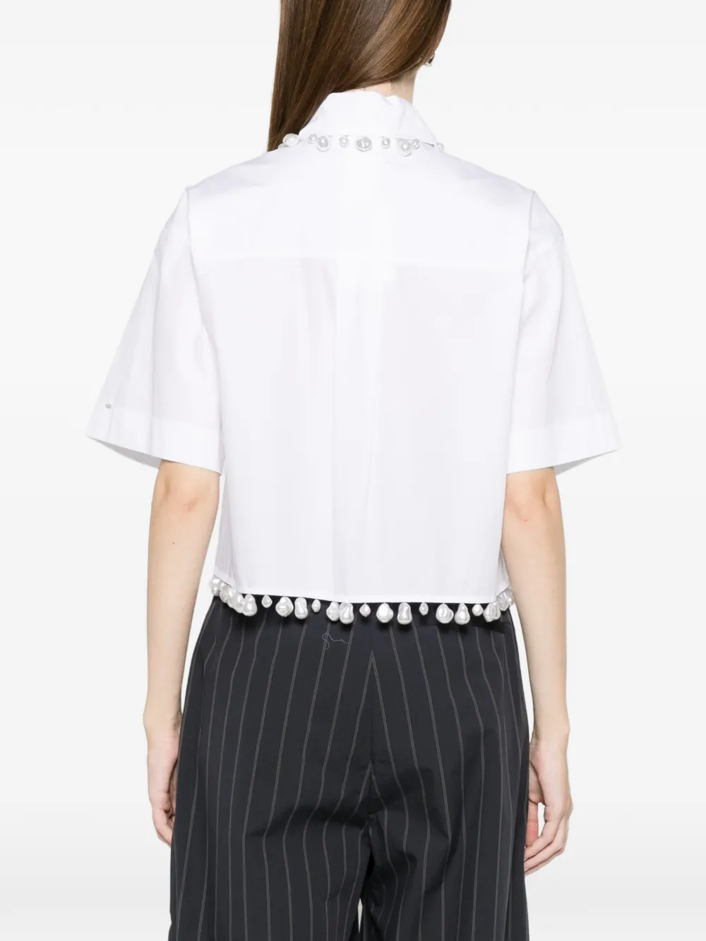 Sportmax Cropped blouse met parels Wit