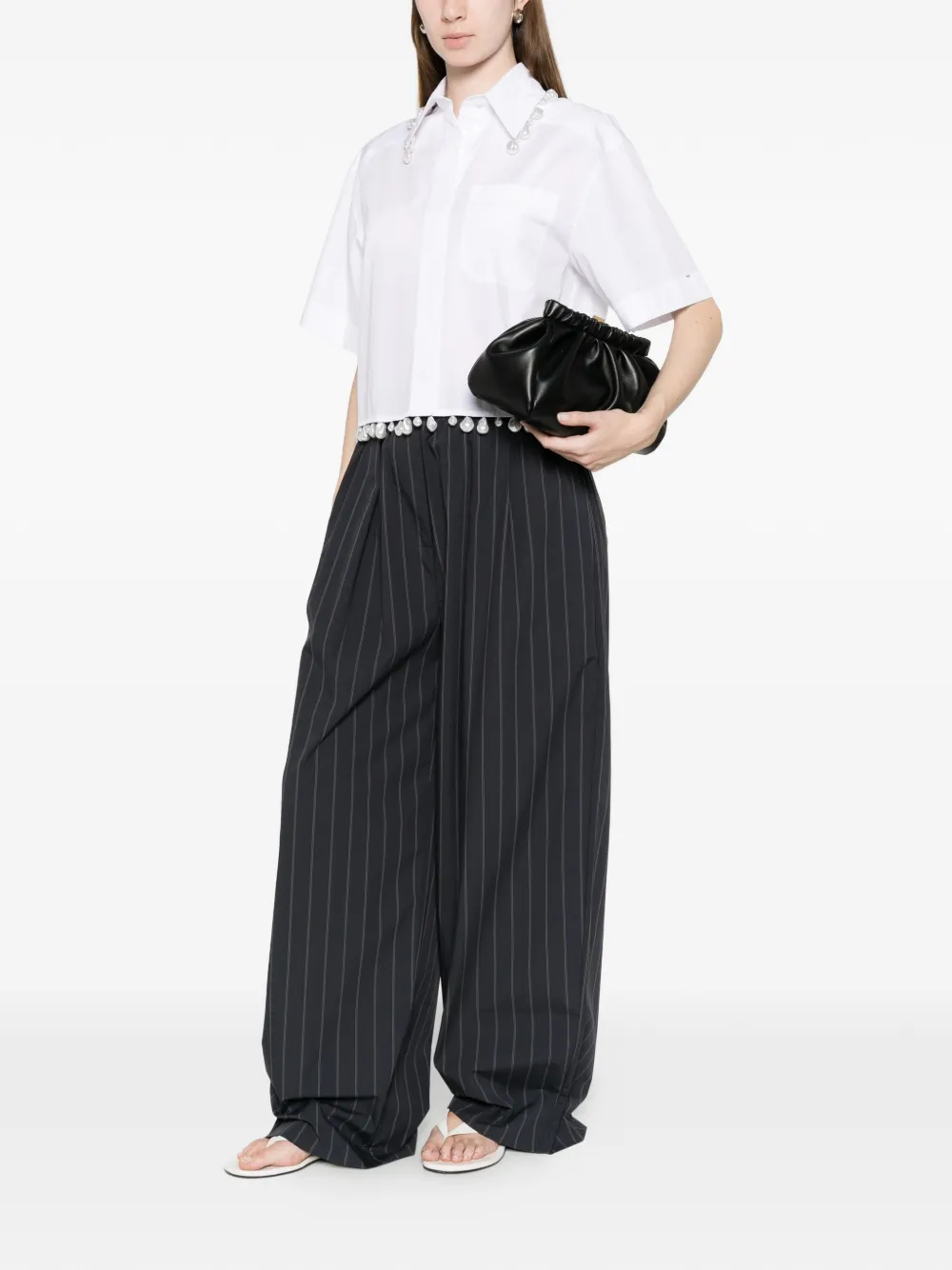 Sportmax Cropped blouse met parels Wit