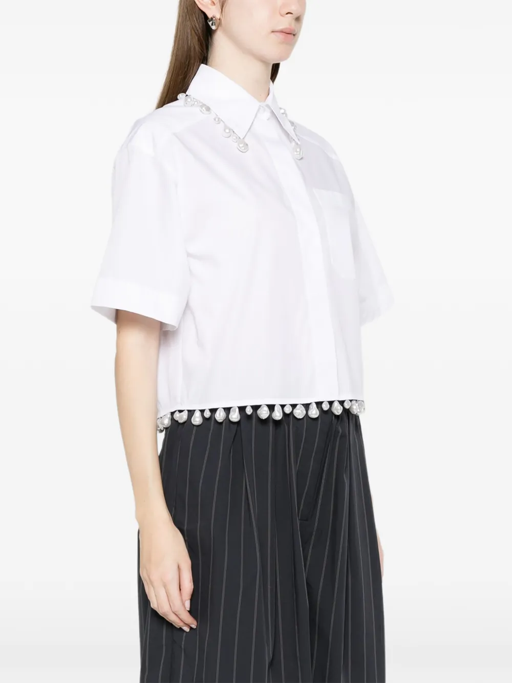 Sportmax Cropped blouse met parels Wit
