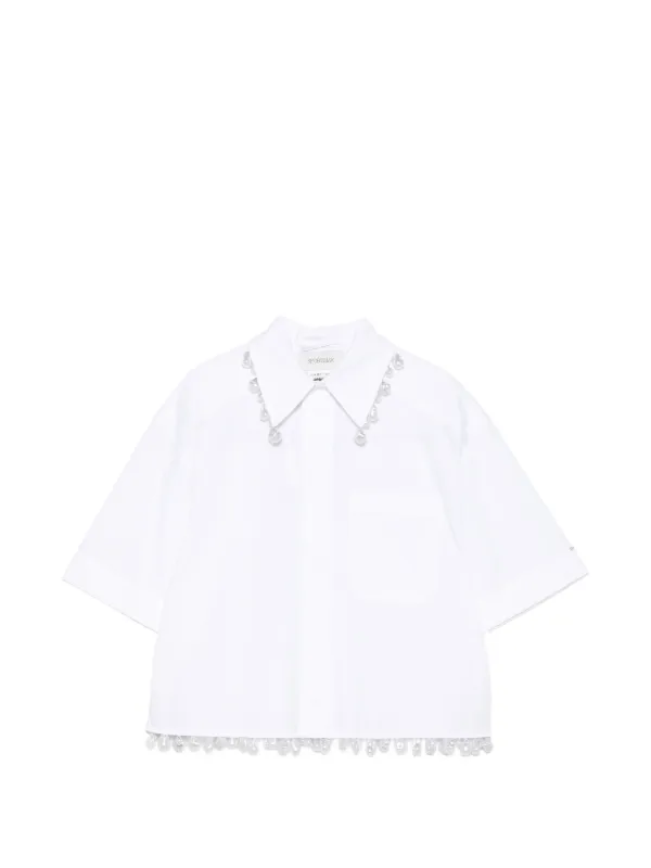 Sportmax Pearl-embellished Cropped Shirt in White