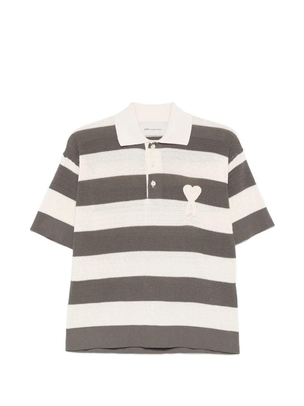 AMI Paris striped heart polo shirt - Grigio