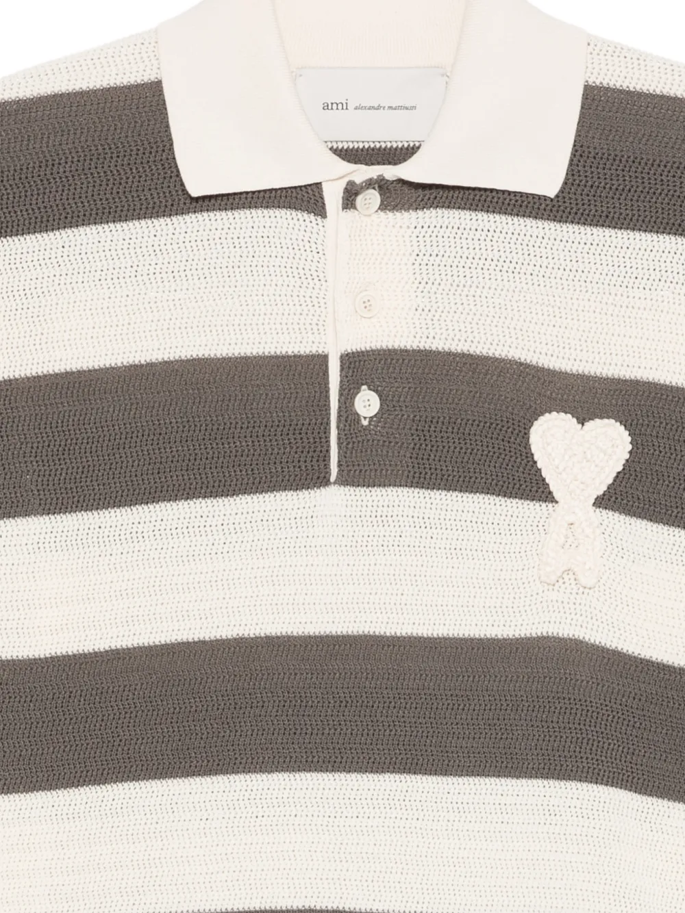 AMI Paris Gestreept poloshirt met hart Grijs
