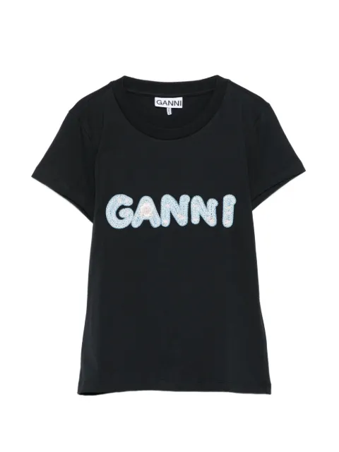 GANNI logo-embroidery T-shirt