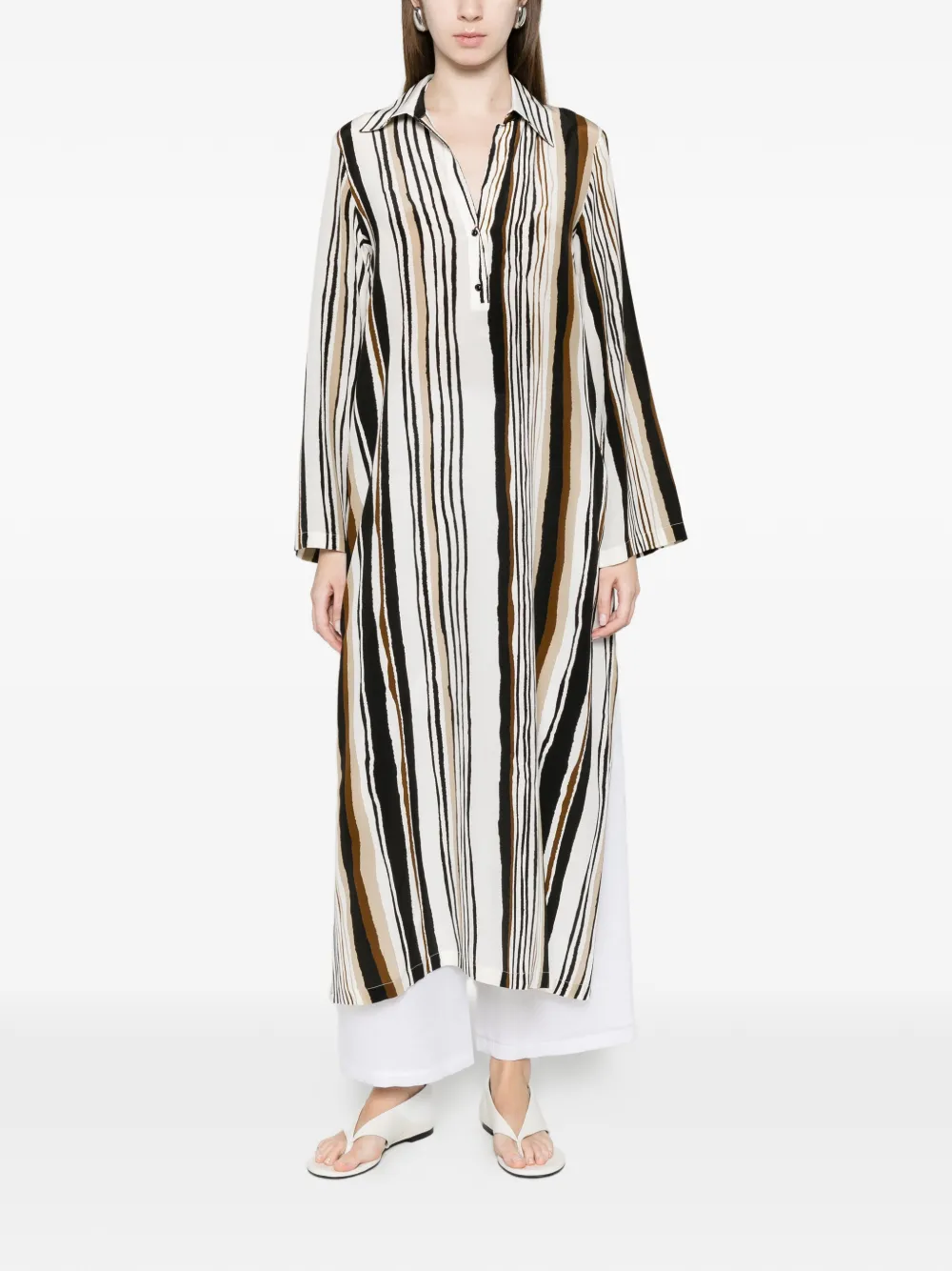 Max Mara Gestreepte jurk Beige