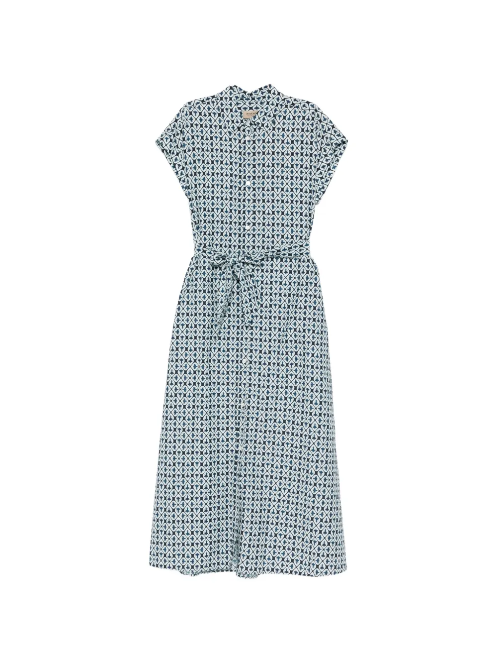 Woolrich tie-waist patterned midi dress - Blu