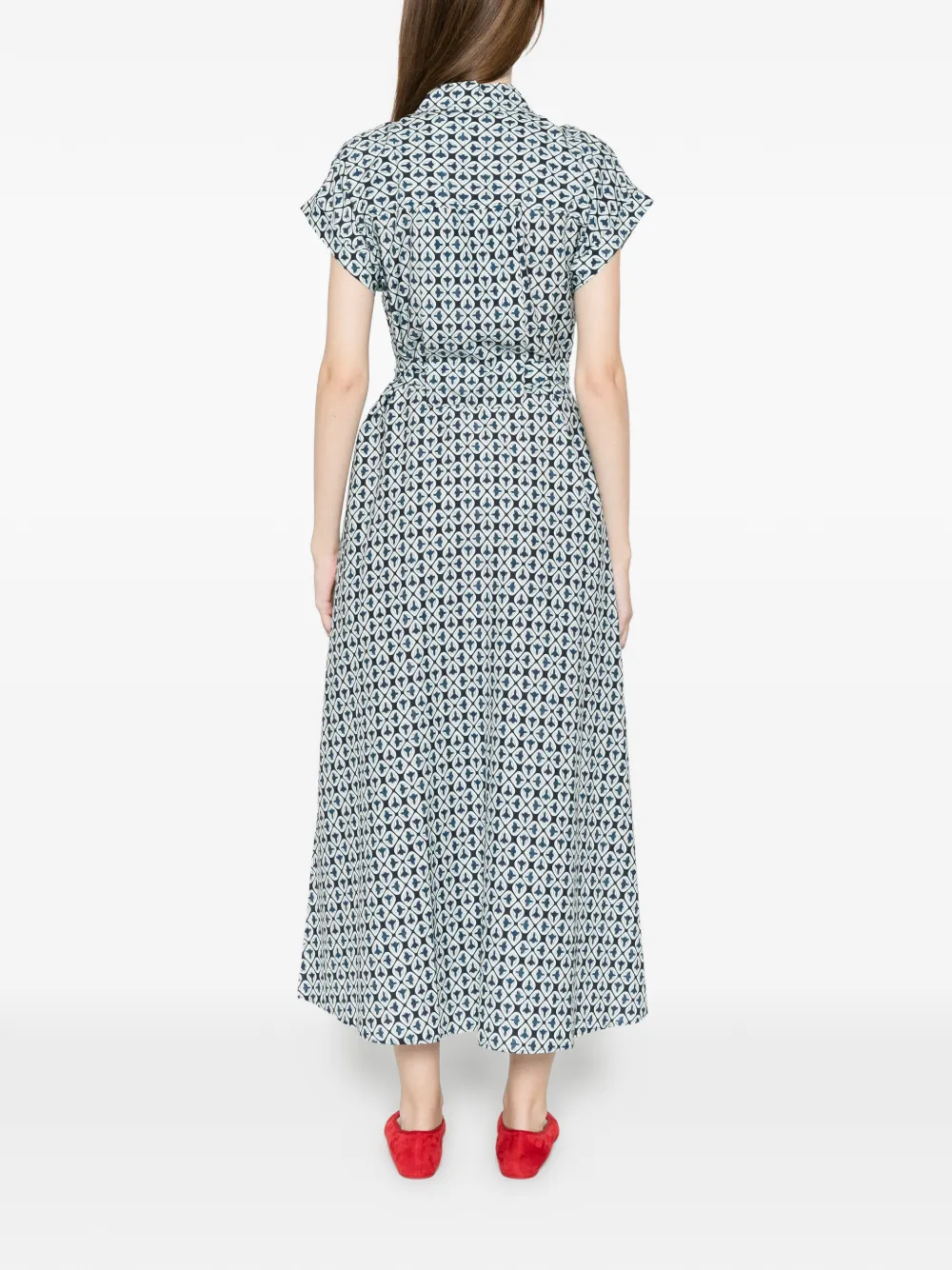 Woolrich Midi-jurk met gestrikte taille en patroon Blauw