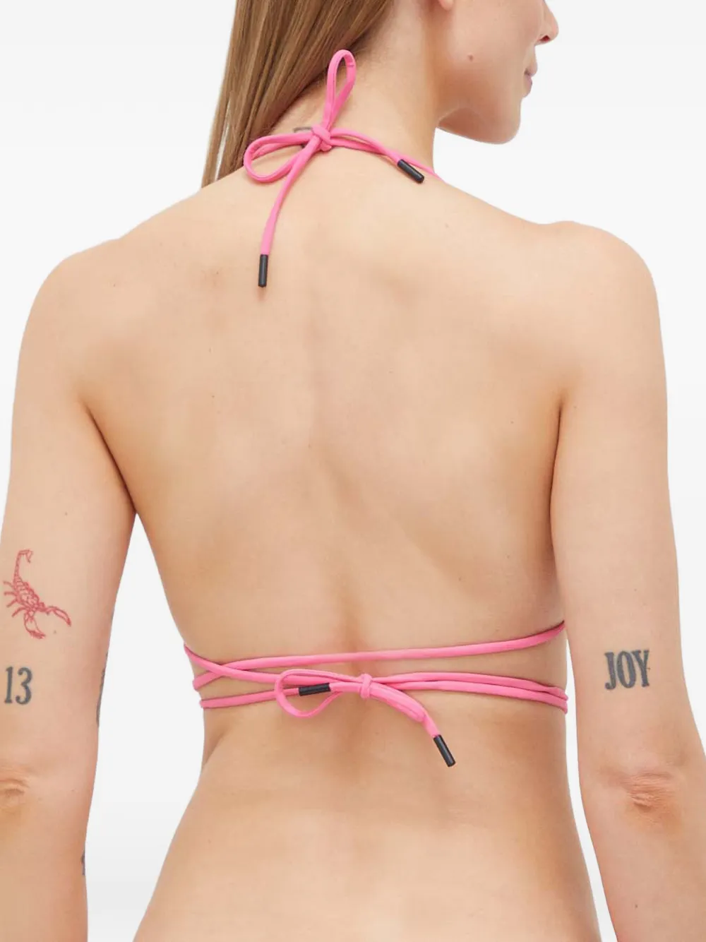 Karl Lagerfeld Gewikkelde bikinitop met logoprint Roze