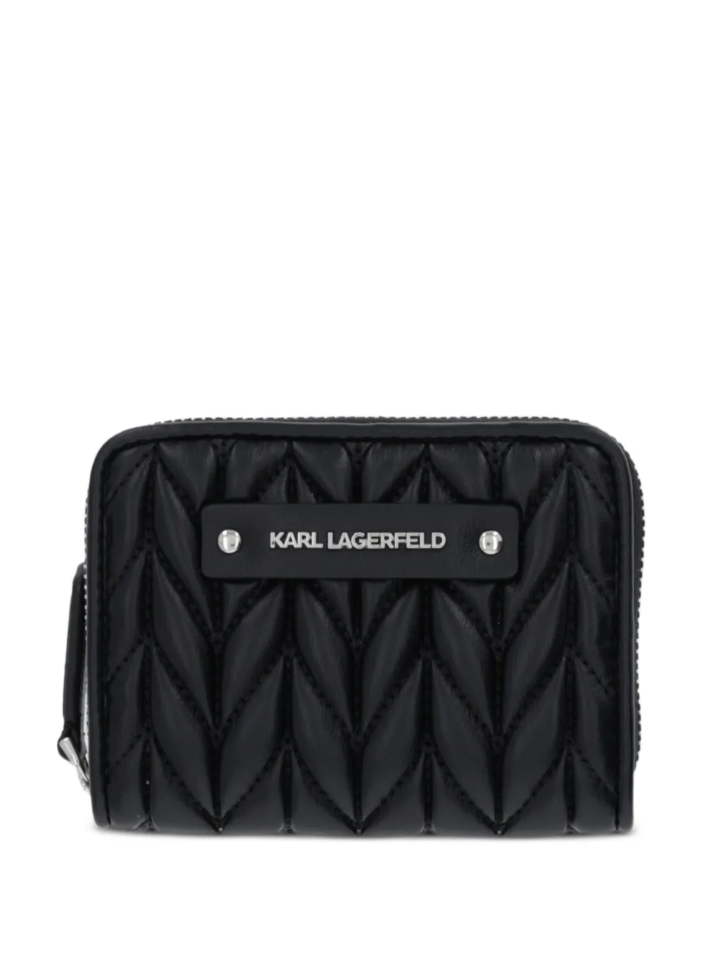 Karl Lagerfeld quilted logo-plaque wallet - Nero