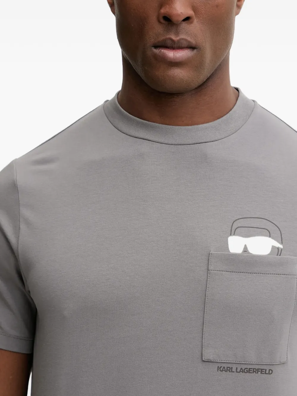 Karl Lagerfeld T-shirt met grafische print en zak Grijs