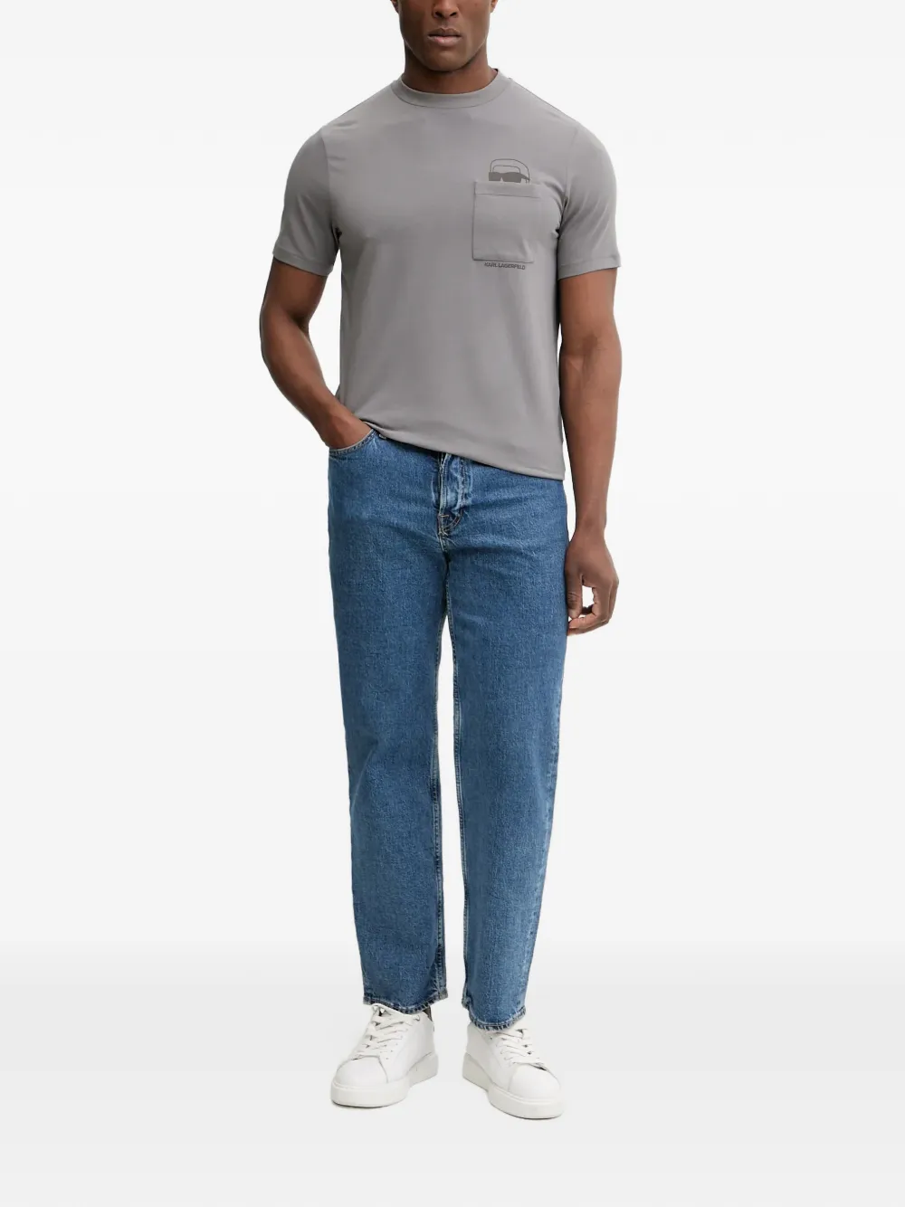 Karl Lagerfeld T-shirt met grafische print en zak Grijs