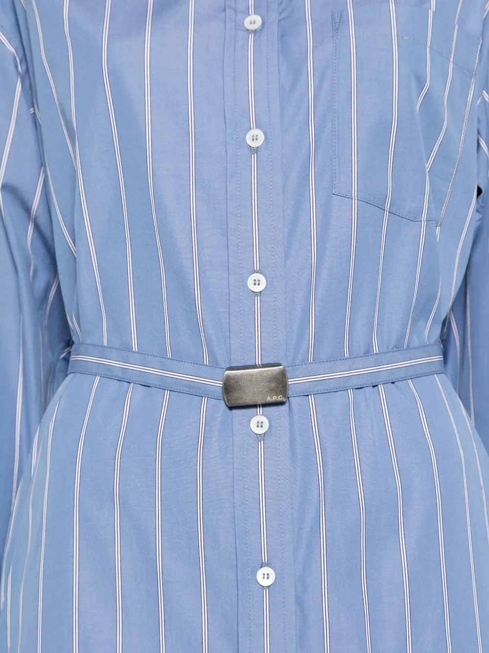 A.P.C. Midi blousejurk met ceintuur Blauw