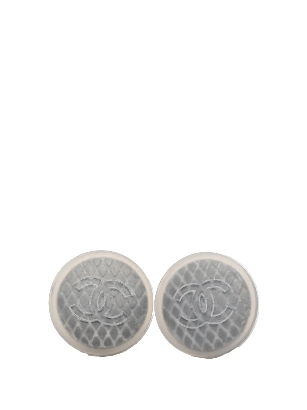 CHANEL Pre-Owned 1999 CC Quilted Rubber Silver Plated Button Push Back Earrings costume earrings - Grigio