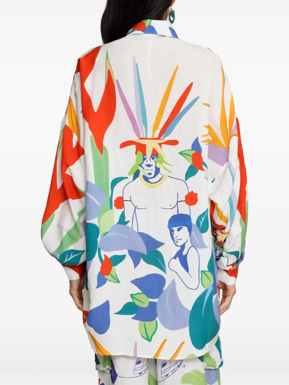 Amir Slama Blouse met grafische bladerprint Wit