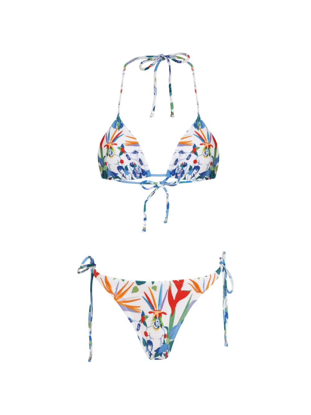 Amir Slama floral-print tie bikini - Bianco