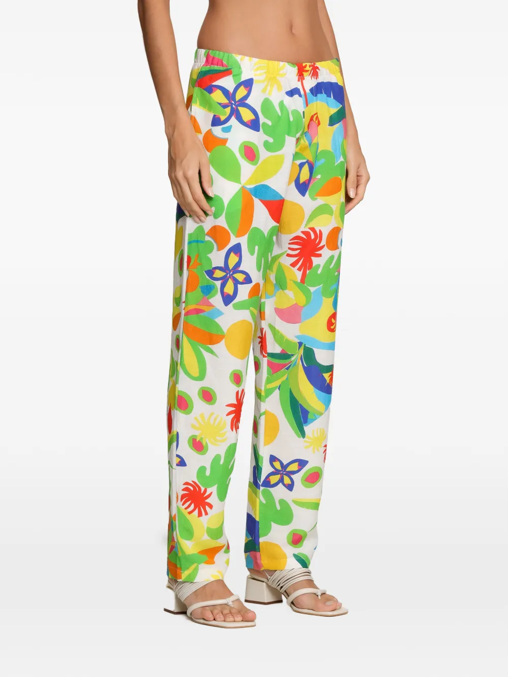  Amir Slama Floral Print Trousers - White 