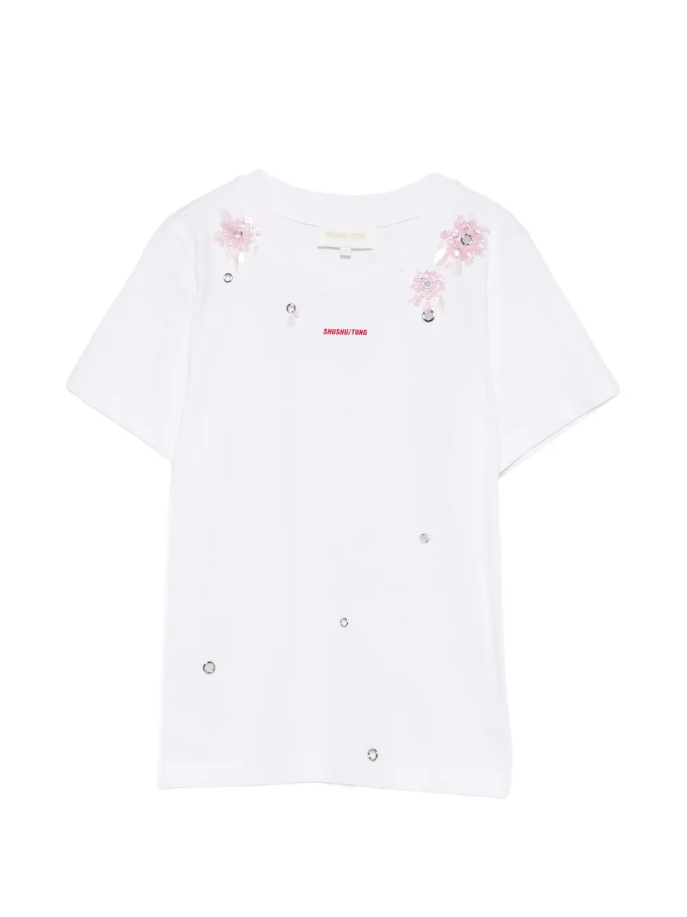 SHUSHU/TONG floral appliqué T-shirt - Bianco