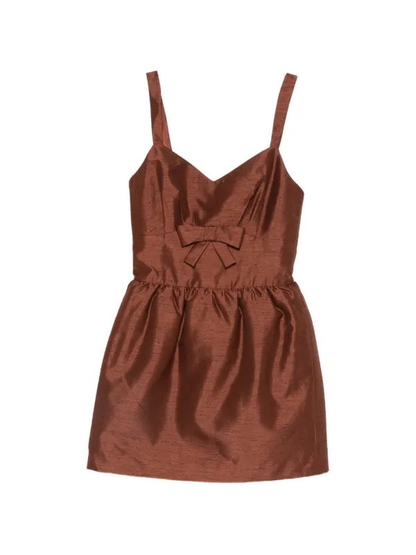 Shushu/Tong Bow Detail Mini Dress in Brown