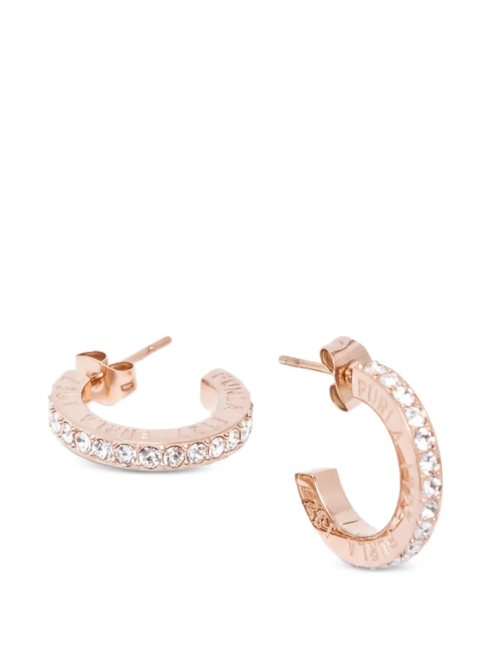Furla crystal-embellished logo-engraved earrings - Rosa
