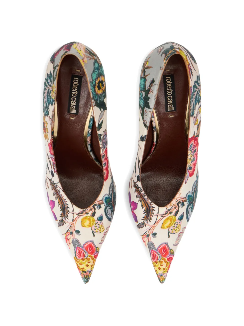 Roberto Cavalli Florentine floral-print pumps Beige