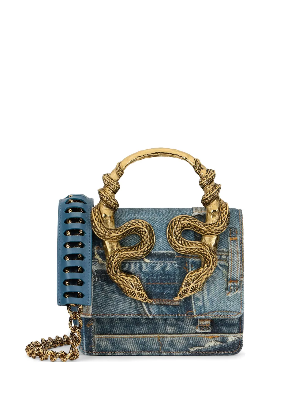Roberto Cavalli Serpentine Tote Bag In Blue