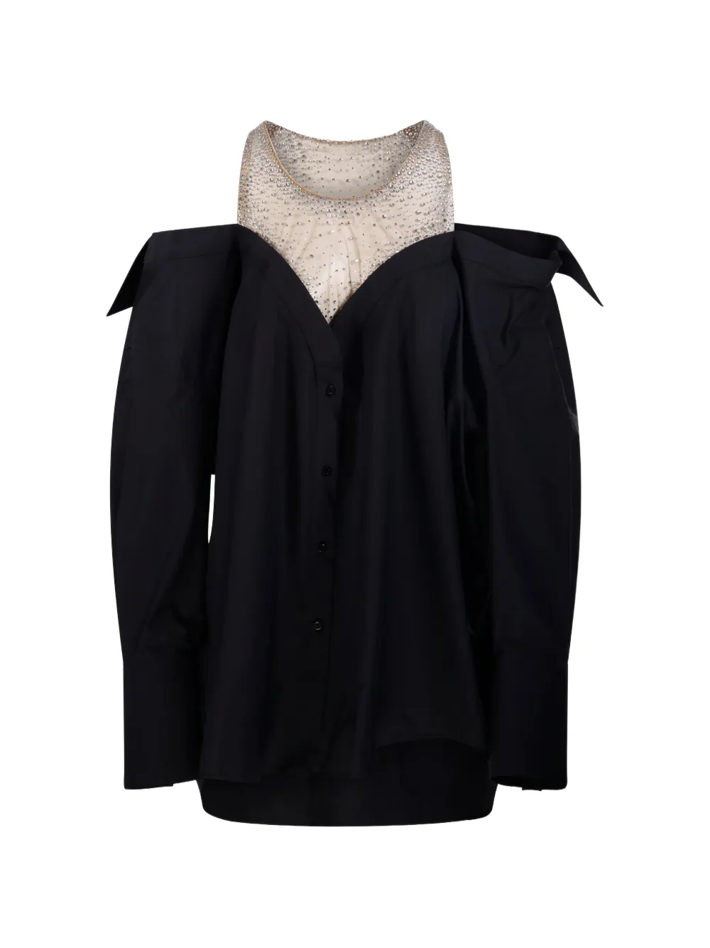 Giuseppe Di Morabito crystal-embellished off-shoulder dress - Nero