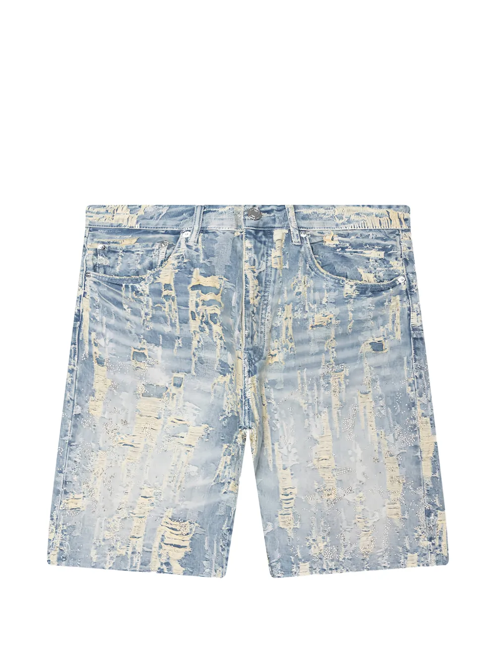 Purple Brand bead splatter destroy shorts - Blau