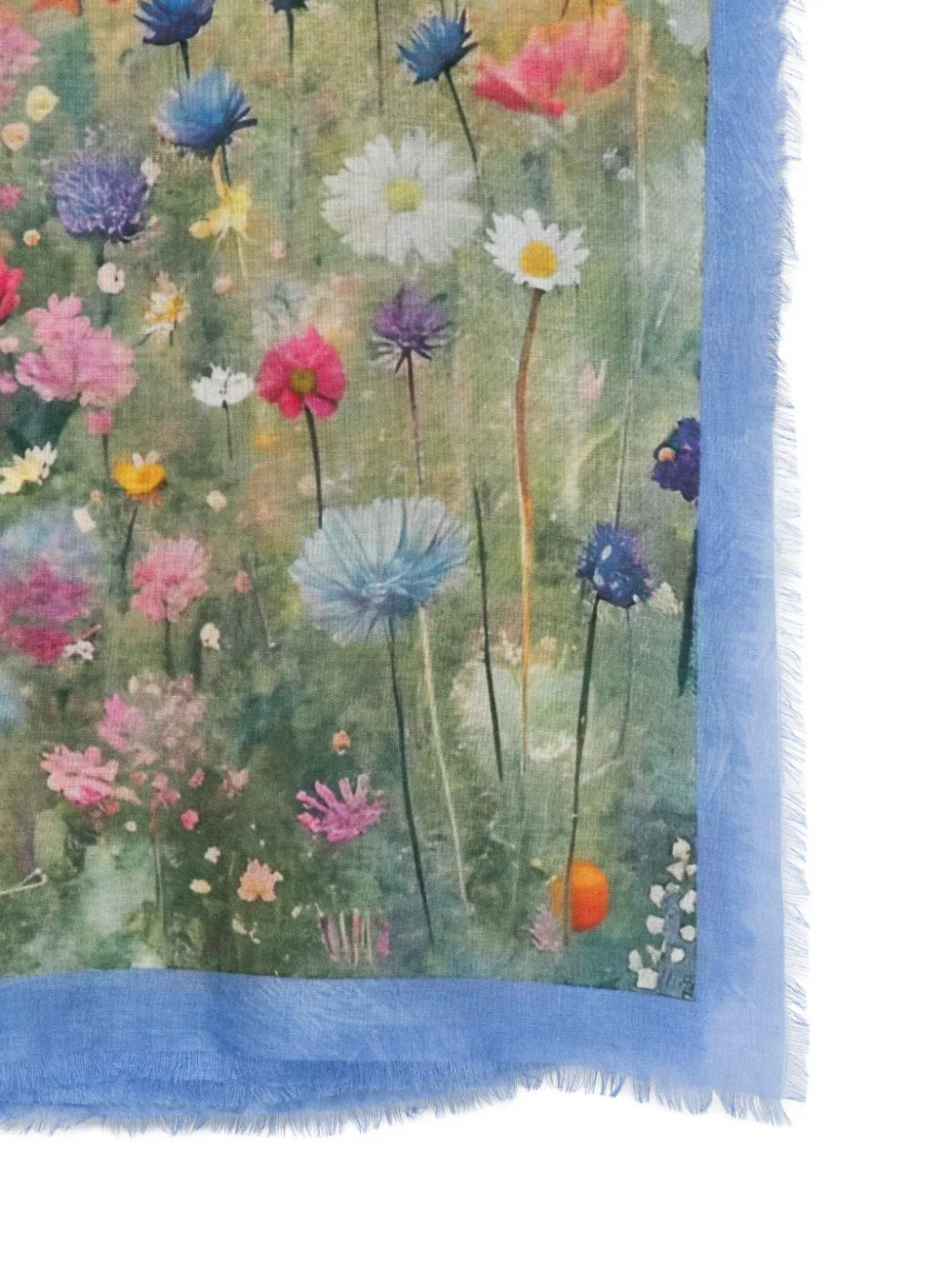  D'aniello Floral Print Fringed Scarf - Blue 