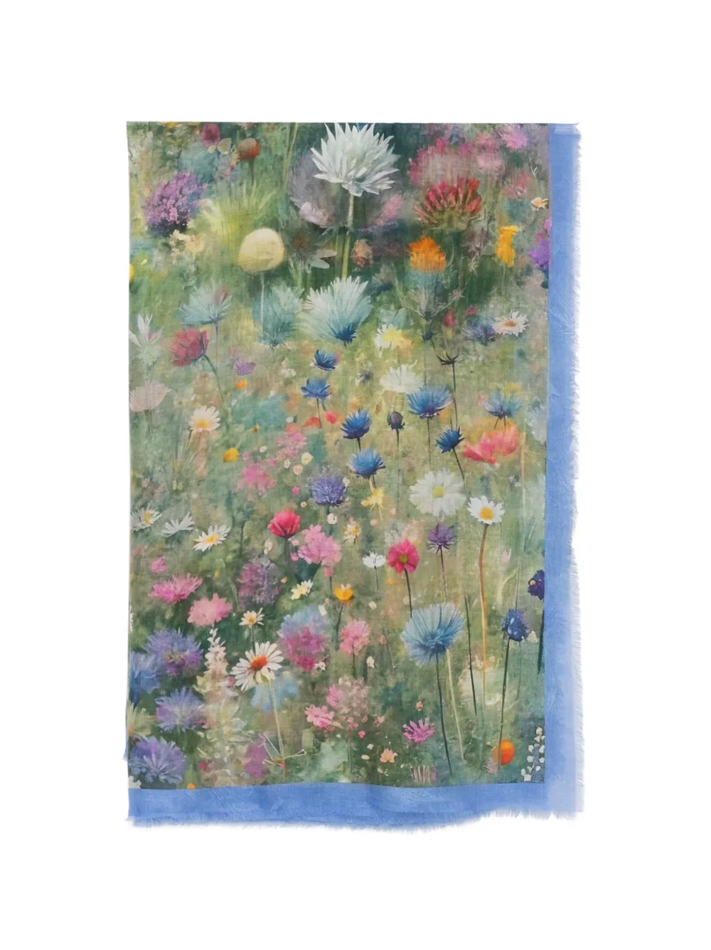 D'aniello floral print fringed scarf - Blu