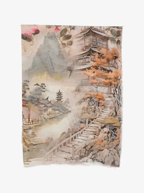D'aniello frayed-edges printed scarf
