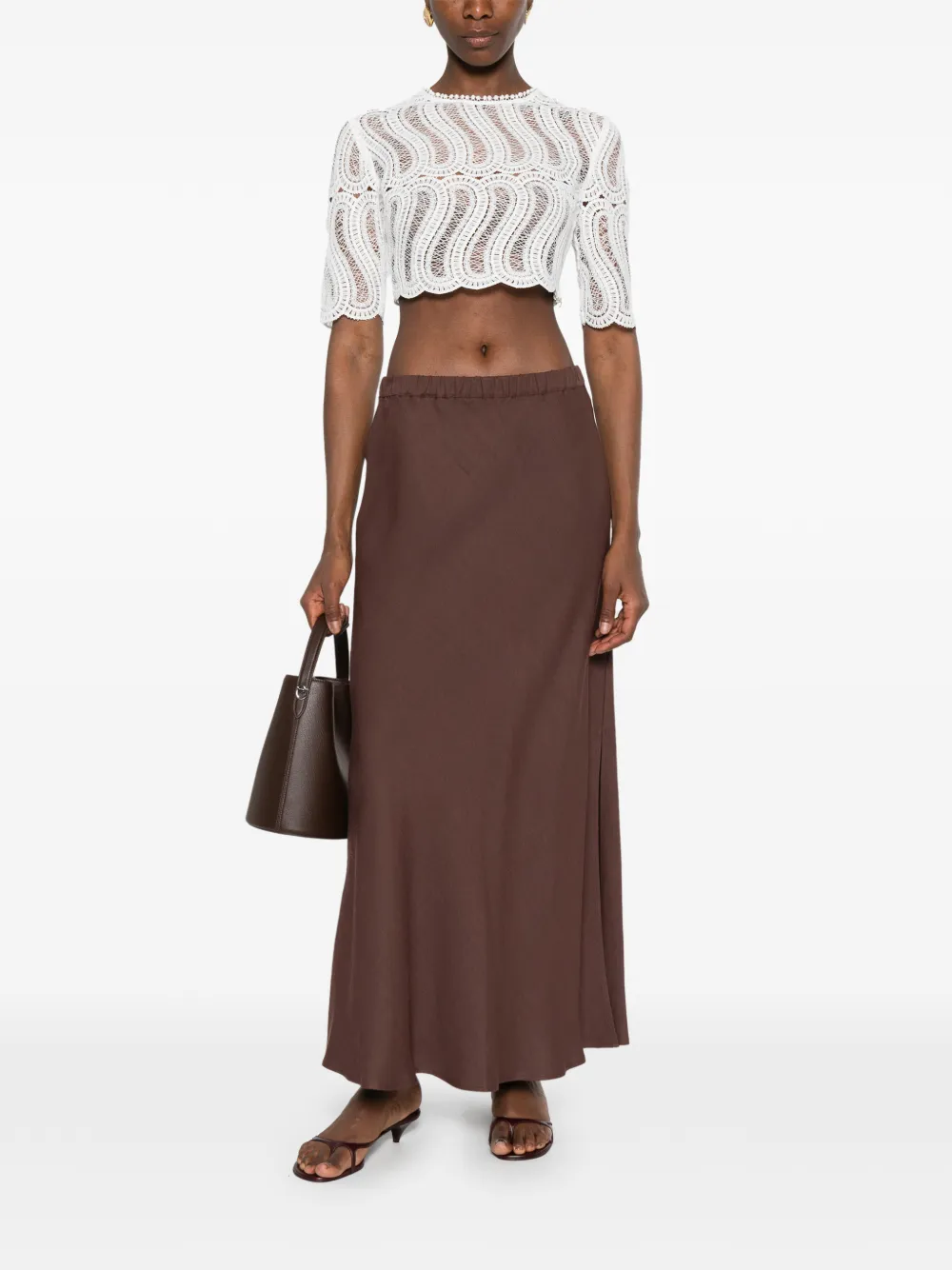  Antonelli Ilda A-line Midi Skirt - Brown 