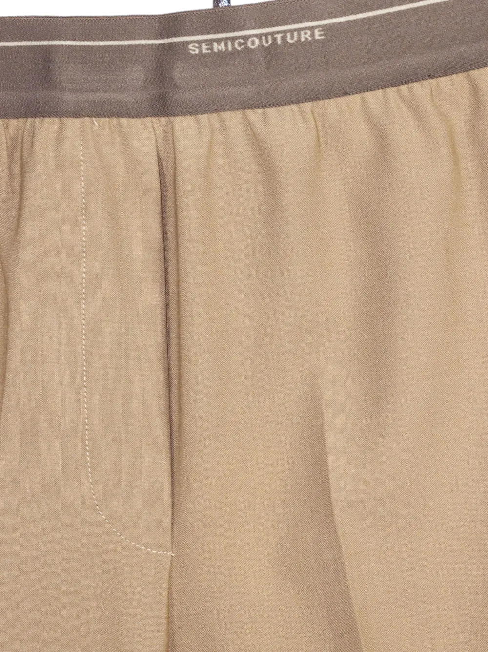 Semicouture Broek met elastische tailleband en gekreukt effect Beige