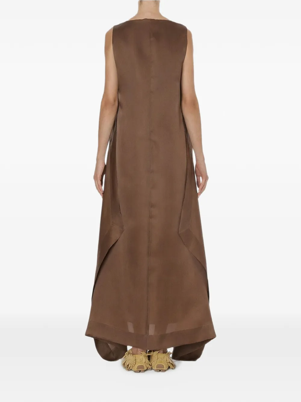 Alberta Ferretti Organza maxi-jurk met boothals Bruin