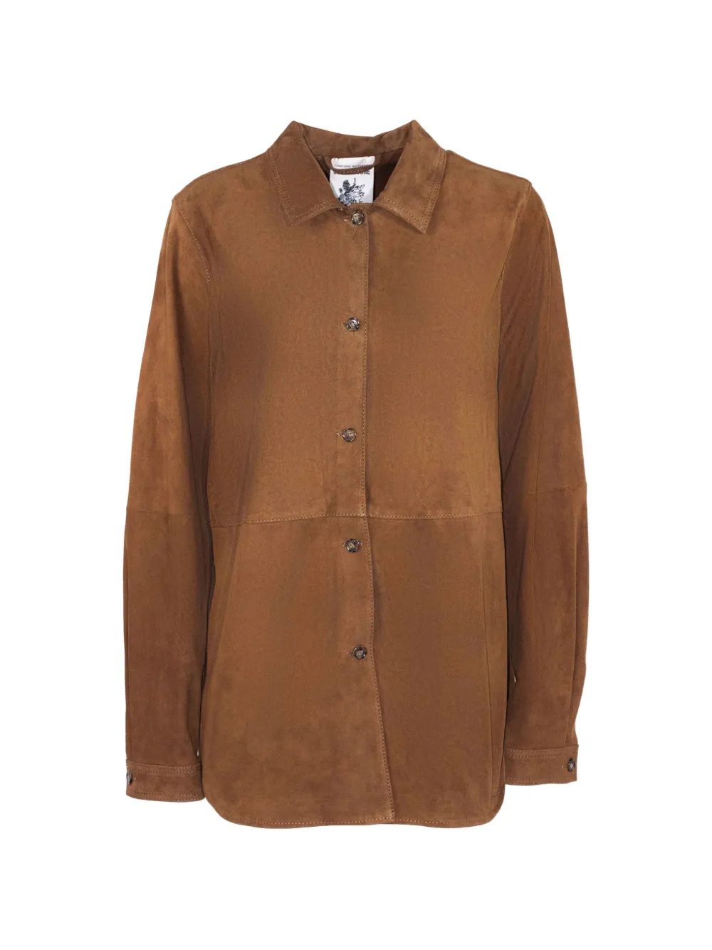 Semicouture button leather shirt - Marrone
