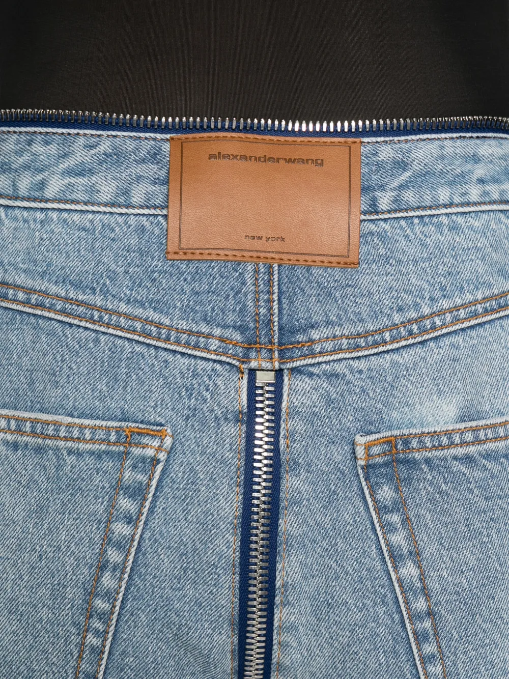 Alexander Wang Jeans met V-taille en rits Blauw