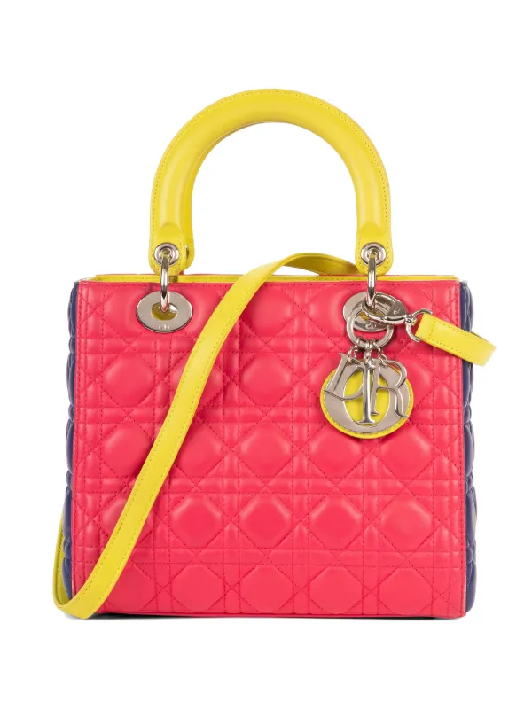 Dior Pre-owned Lady Dior Quilted Leather Tote Bag in Pink