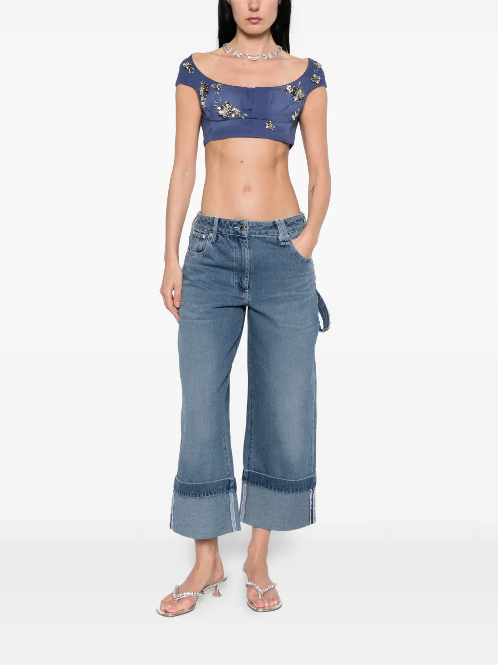  Shushu/tong Embellished V-neck Top - Blue 
