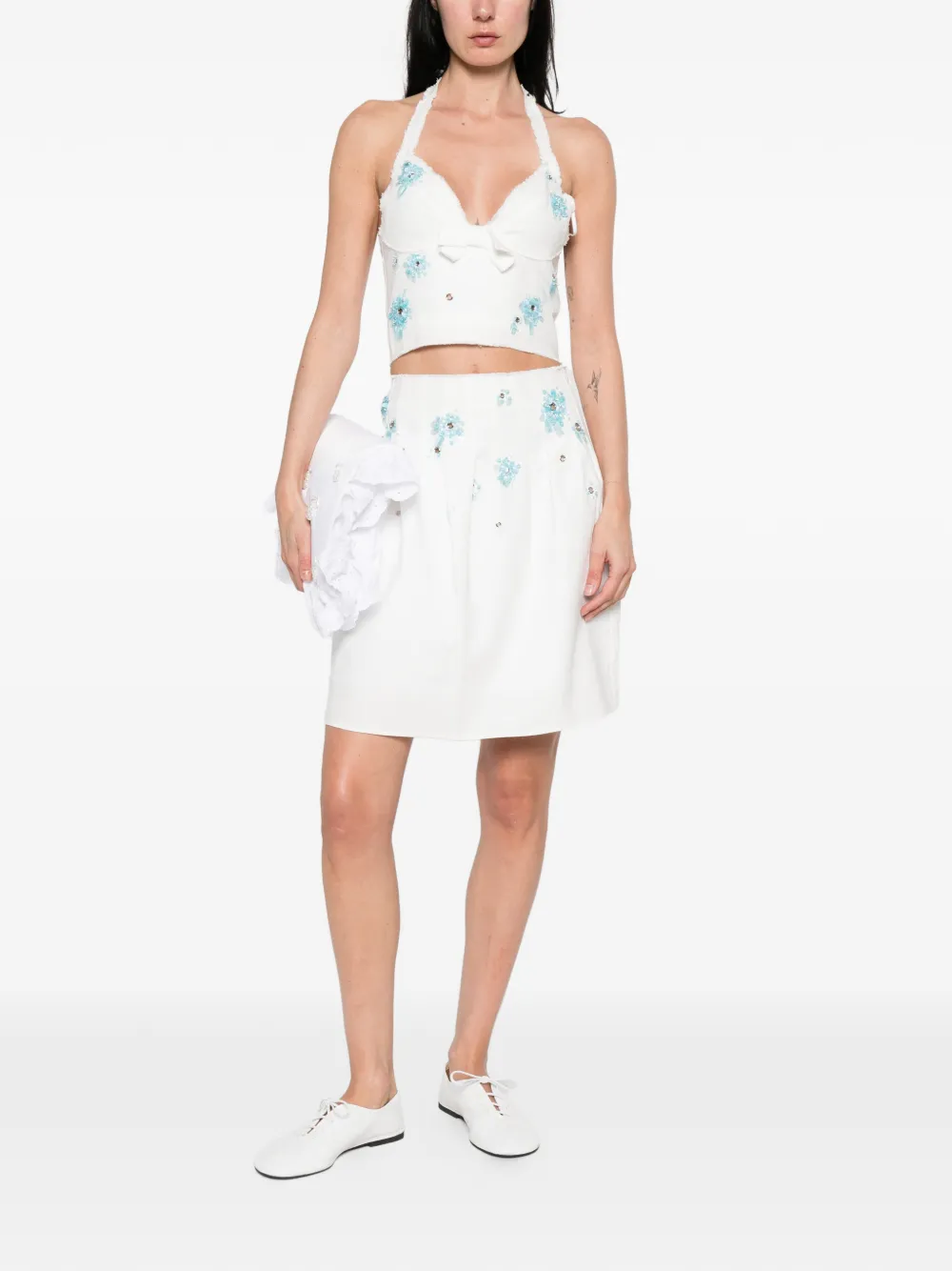  Shushu/tong Sequin-embellished Mini Skirt - White 