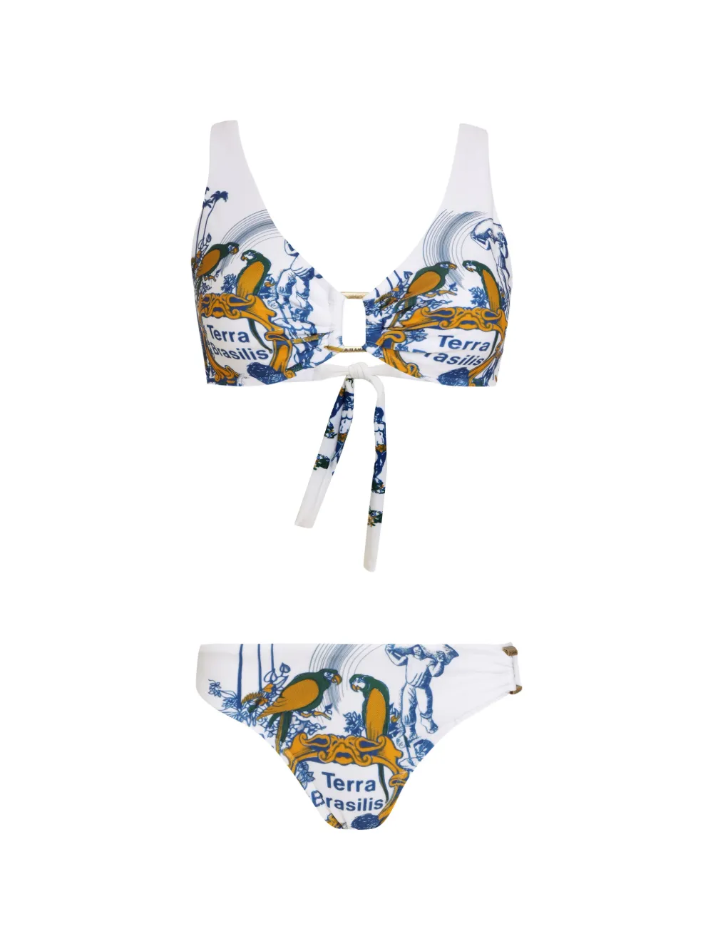 Amir Slama tie-front print bikini - Bianco